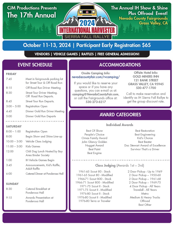 CLOSED - Sunday Breakfast Ticket for the 2024 IH Sierra Fall Rallye - CLOSED